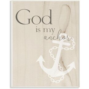 Stupell Industries God is My Anchor Wood Texture Canvas Wall Art, 16 x 20, Multi-Color