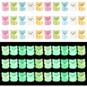 60pcs Luminous Miniature Cats, Resin Cat Figurines Mini Resin Glow in The Dark Cats Small Cat Figures Little Resin Animals Tiny Cats for Crafts DIY Ornament Animal Statues for Garden Dollhouse