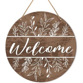 Welcome Sign Front Door Decor, Welcome Wood Hanging Sign Decor Farmhouse Wall Sign Decorations for Door, Porch, Home, Housewarming Gift for New House Home Apartment, Spring Florals Door Hanger