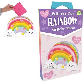 Peaceable Kingdom Valentines Box for Kids, Valentines Day Box Kit for Valentines Cards for Kids Classroom - Rainbow Mailbox Kit