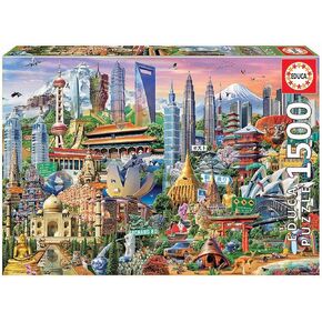 Educa - Asia Landmarks - 1500 Piece Jigsaw Puzzle - Puzzle Glue Included - Completed Image Measures 33.5" x 23.5" - Ages 14+ (17979)