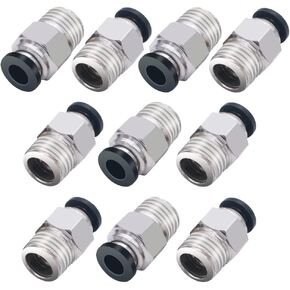 mxuteuk 10pcs Straight Push Connectors Pneumatic Fittings Push to Connect Tube Fitting 1/4" PT Male Thread 6mm PC6-02