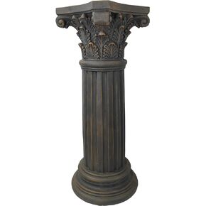 OUTOUR Unique Magnesium Oxide Corinthian Greek Column Pillar with Stand Base Pedestal for Indoor Outdoor Garden Backyard Courtyard Patio Decor33.5’’High,Antique Bronze