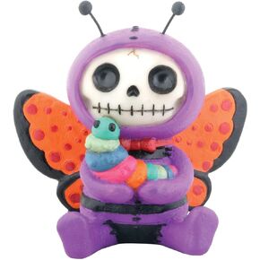 SUMMIT COLLECTION Furrybones Flutters Signature Skeleton in Butterfly Costume Holding a Caterpillar