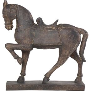 Deco 79 Polystone Horse Decorative Sculpture Prancing Home Decor Statue, Accent Figurine 14" x 4" x 15", Brown