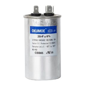 20uF 20MFD 370V/440V CBB65 Dual Run Round Start AC Capacitor for AC Motor Start, Fan Start, Heat Pump, Condenser Straight Cool