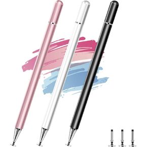 Stylus Pens for Touch Screens, Disc Stylus Pen Compatible with iPad pro/Mini/Air/iPhone/Android/Microsoft Tablets (Black/White/Rose Gold)