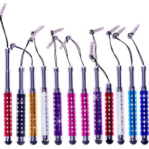 ECO-FUSED Stylus Pen Bundle - 12 Adjustable Bling Stylus Pens- with 3.5mm Jack Connector- for All Capacitive Touchscreen Devices - iPad, iPhone, Samsung Phones, All Android Phones, Tablets and More