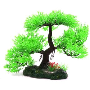 uxcell Green Plastic Aquarium Underwater Tree Plant Decoration Ornament with Stand