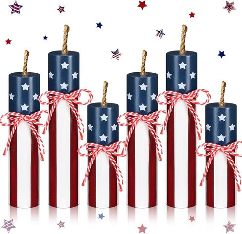 Tradder 6 Pcs Patriotic Tiered Tray Decor 4th of July Wooden Firework Decor Memorial Day Wood Signs Decorations July 4th Centerpieces Independence Day Red White Blue Table Tiered Tray Decor(Round) in Saudi Arabia