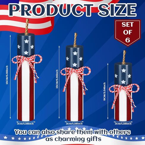 Tradder 6 Pcs Patriotic Tiered Tray Decor 4th of July Wooden Firework Decor Memorial Day Wood Signs Decorations July 4th Centerpieces Independence Day Red White Blue Table Tiered Tray Decor(Round) in Saudi Arabia