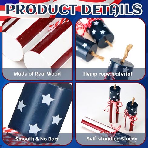 Tradder 6 Pcs Patriotic Tiered Tray Decor 4th of July Wooden Firework Decor Memorial Day Wood Signs Decorations July 4th Centerpieces Independence Day Red White Blue Table Tiered Tray Decor(Round) in Saudi Arabia