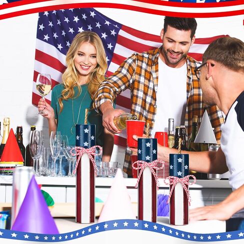 Tradder 6 Pcs Patriotic Tiered Tray Decor 4th of July Wooden Firework Decor Memorial Day Wood Signs Decorations July 4th Centerpieces Independence Day Red White Blue Table Tiered Tray Decor(Round) in Saudi Arabia