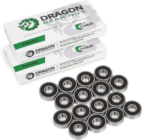 Fireball Dragon Roller Skate Bearings 16 Pack - High Performance Skate Rated Rollerblade Bearings - Dragon Roller Bearing Inline Skate Bearings, Guaranteed for Life (ONE Size, Endure) in Saudi Arabia