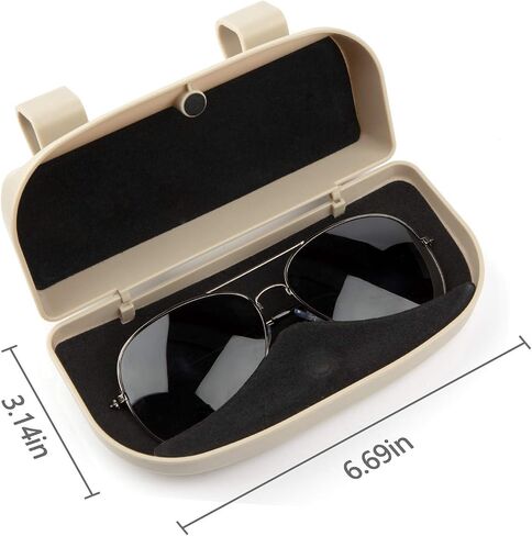 Car Sun Visor Glasses Case Holder Clip with Magnetic Closure and Double Snap Clip Design(Beige) in Saudi Arabia