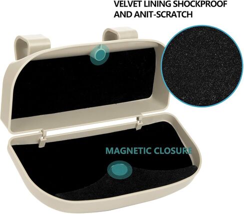 Car Sun Visor Glasses Case Holder Clip with Magnetic Closure and Double Snap Clip Design(Beige) in Saudi Arabia