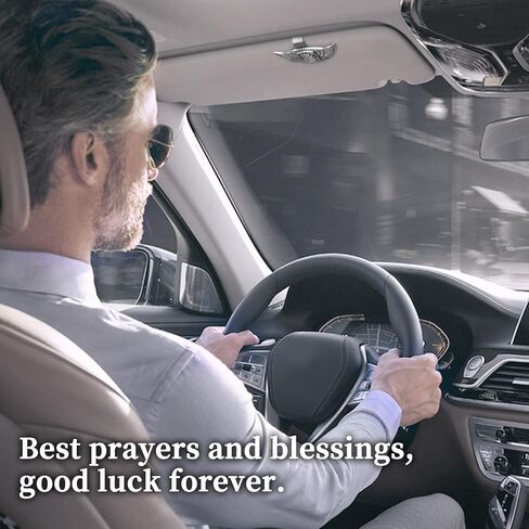 St Christopher Medal Car Saint Christopher Visor Clip Angel Wings Auto Sun Visor Accessories Bless Driving Safety Religious Gift for Driver, Parent, Family, Friend (1) in Saudi Arabia