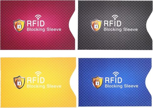 حامل بطاقة LemonBest RFID وأكمام طويلة وواقي بطاقة الائتمان ومنع سرقة الهوية وأكمام حجب RFID تصميم نحيف محمول للسفر في الهواء الطلق (4 Pack-A) in Kuwait
