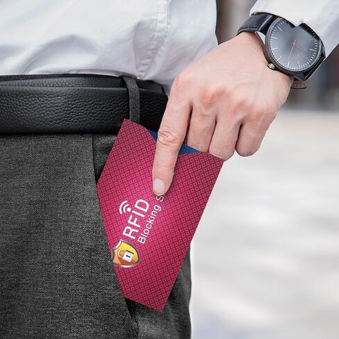 حامل بطاقة LemonBest RFID وأكمام طويلة وواقي بطاقة الائتمان ومنع سرقة الهوية وأكمام حجب RFID تصميم نحيف محمول للسفر في الهواء الطلق (4 Pack-A) in Kuwait
