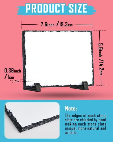 1 Pack Sublimation Slate Blank,Heat Thermal Transfer Stone Photo Frame,5.6"x 7.6"Rock Plaque with Display Holder Design for Desktop Souvenir,DIY Personalized Gift in Saudi Arabia