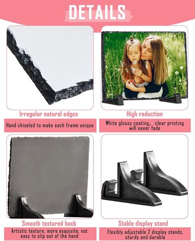 1 Pack Sublimation Slate Blank,Heat Thermal Transfer Stone Photo Frame,5.6"x 7.6"Rock Plaque with Display Holder Design for Desktop Souvenir,DIY Personalized Gift in Saudi Arabia