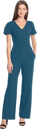 Maggy London womens Sleek and Sophisticated Crepe Jumpsuit With Puff Sleeves Workwear Event Occasion Guest of in Saudi Arabia