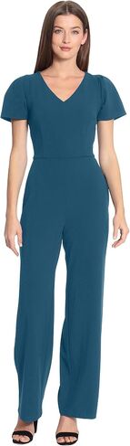 Maggy London womens Sleek and Sophisticated Crepe Jumpsuit With Puff Sleeves Workwear Event Occasion Guest of in Saudi Arabia