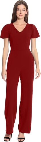 Maggy London womens Sleek and Sophisticated Crepe Jumpsuit With Puff Sleeves Workwear Event Occasion Guest of in Saudi Arabia