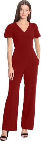 Maggy London womens Sleek and Sophisticated Crepe Jumpsuit With Puff Sleeves Workwear Event Occasion Guest of in Saudi Arabia