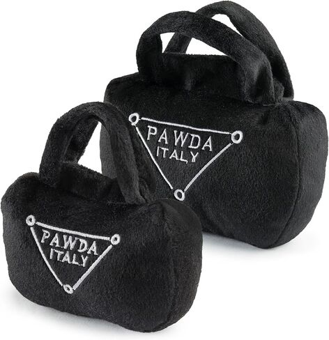 Haute Diggity Dog Pawda Handbag, Plush Designer Dog Toys with Interactive Squeaker, Stimulating Pet Enrichment, Machine-Washable & Safe Materials for All Breeds, Size Small in Saudi Arabia