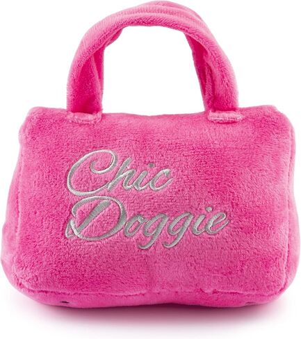 Haute Diggity Dog Pawda Handbag, Plush Designer Dog Toys with Interactive Squeaker, Stimulating Pet Enrichment, Machine-Washable & Safe Materials for All Breeds, Size Small in Saudi Arabia