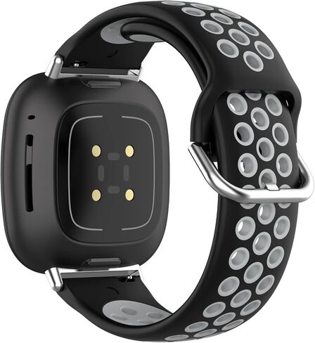 Compatible For Fitbit Versa 4 Replacement Band, Replacement Silicone Wrist Strap Band, Soft And Durable(Black+Gery) in Saudi Arabia