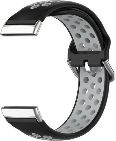 Compatible For Fitbit Versa 4 Replacement Band, Replacement Silicone Wrist Strap Band, Soft And Durable(Black+Gery) in Saudi Arabia