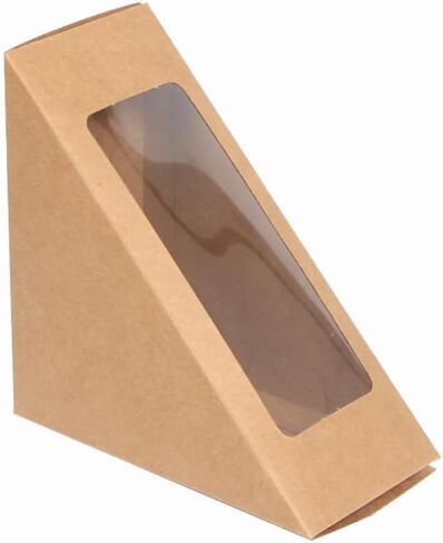50 sandwich paper boxes, eco-friendly sandwich takeout boxes with display windows, suitable for takeout services in bakeries, restaurants, and cake shops in Saudi Arabia