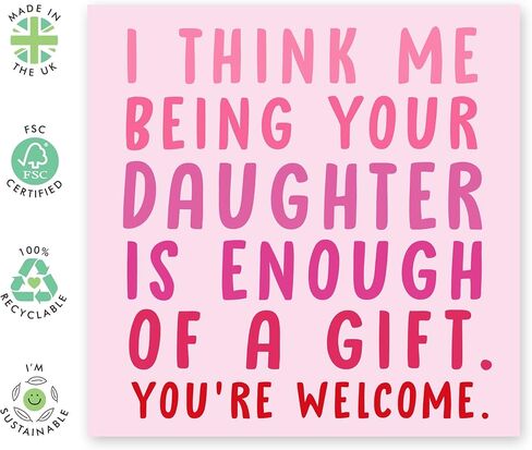 CENTRAL 23 Dad Birthday Card - Mom Birthday Card - 'Being Your Daughter Is Enough Of A Gift' - Funny Birthday Card for Dad - Mother's Day Fathers Day Cards - Comes with Fun Stickers in Saudi Arabia