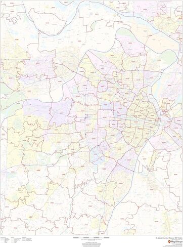 St. Louis County, Missouri Zip Codes - 36" x 48" Laminated Wall Map in Saudi Arabia