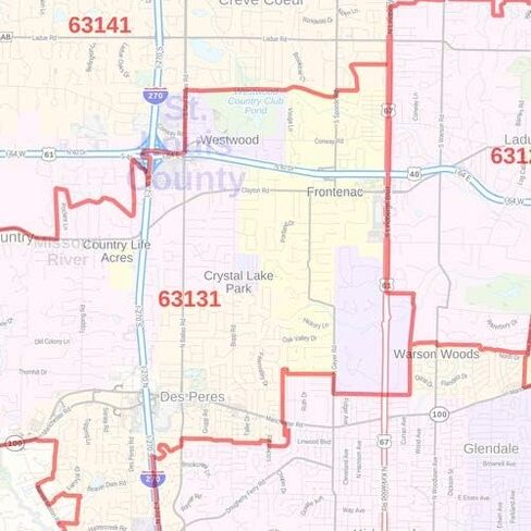 St. Louis County, Missouri Zip Codes - 36" x 48" Laminated Wall Map in Saudi Arabia