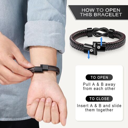 JoycuFF 𝗗𝗮𝗱 𝗚𝗶𝗳𝘁𝘀 𝗳𝗼𝗿 𝗙𝗮𝘁𝗵𝗲𝗿𝘀 𝗗𝗮𝘆 Birthday, Cool Best Dad Ever Gifts for Dad from Daughter Son, Leather Stainless Steel Knot Bracelets for Men in Saudi Arabia