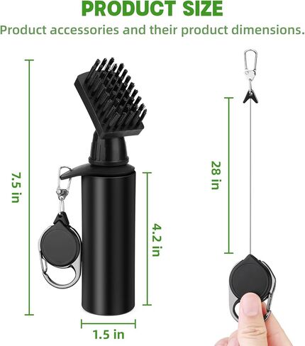 فرشاة تنظيف نادي الجولف، منظف نادي الجولف مع زجاجة مياه مضغوطة (4 أونصات) وخطاف قابل للسحب لسهولة التنظيف، هدية إكسسوارات الجولف الأكثر ملاءمة للرجال والنساء in Kuwait