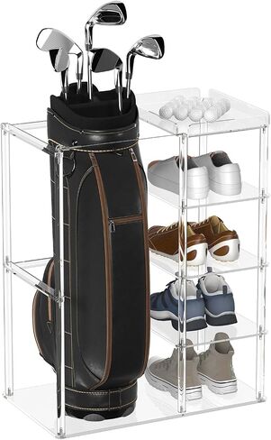 Sumerflos Acrylic Golf Bag Organizer and Storage Rack - 5 Tiers and Holds 1 Golf Bags for Golf Bags, Golf Balls and Golf Equipment Accessories, for Indoor Home in Saudi Arabia
