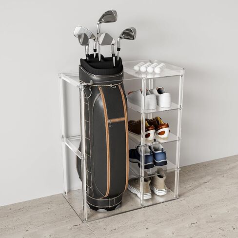 Sumerflos Acrylic Golf Bag Organizer and Storage Rack - 5 Tiers and Holds 1 Golf Bags for Golf Bags, Golf Balls and Golf Equipment Accessories, for Indoor Home in Saudi Arabia