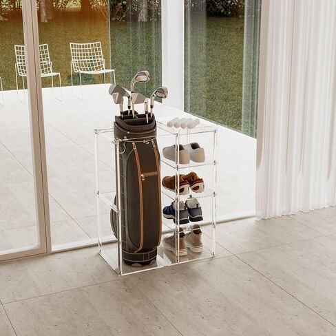 Sumerflos Acrylic Golf Bag Organizer and Storage Rack - 5 Tiers and Holds 1 Golf Bags for Golf Bags, Golf Balls and Golf Equipment Accessories, for Indoor Home in Saudi Arabia
