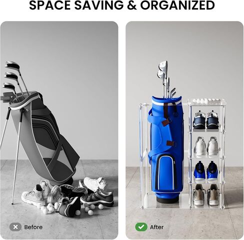 Sumerflos Acrylic Golf Bag Organizer and Storage Rack - 5 Tiers and Holds 1 Golf Bags for Golf Bags, Golf Balls and Golf Equipment Accessories, for Indoor Home in Saudi Arabia