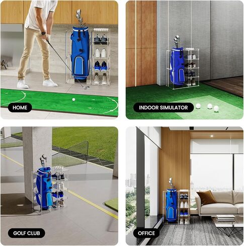 Sumerflos Acrylic Golf Bag Organizer and Storage Rack - 5 Tiers and Holds 1 Golf Bags for Golf Bags, Golf Balls and Golf Equipment Accessories, for Indoor Home in Saudi Arabia