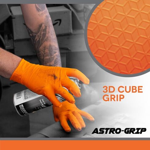 SAS Astro-Grip Powder-Free Exam Grade Nitrile Disposable Gloves - 10 Boxes / 100 Each. 1000 Gloves Total. Large, Orange, 7 Mil. Chemical and Puncture Resistant. Single-Use (66473) in Saudi Arabia