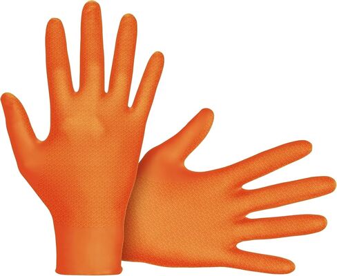 SAS Astro-Grip Powder-Free Exam Grade Nitrile Disposable Gloves - 10 Boxes / 100 Each. 1000 Gloves Total. Large, Orange, 7 Mil. Chemical and Puncture Resistant. Single-Use (66473) in Saudi Arabia