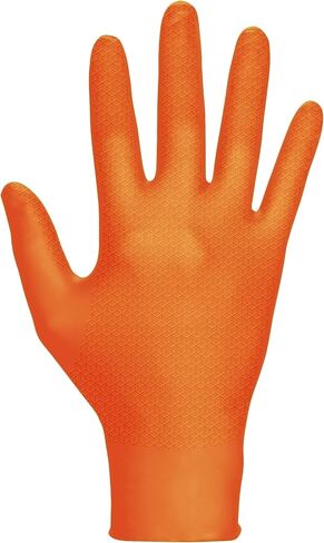 SAS Astro-Grip Powder-Free Exam Grade Nitrile Disposable Gloves - 10 Boxes / 100 Each. 1000 Gloves Total. Large, Orange, 7 Mil. Chemical and Puncture Resistant. Single-Use (66473) in Saudi Arabia