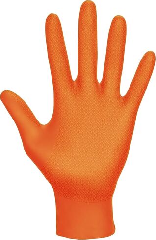 SAS Astro-Grip Powder-Free Exam Grade Nitrile Disposable Gloves - 10 Boxes / 100 Each. 1000 Gloves Total. Large, Orange, 7 Mil. Chemical and Puncture Resistant. Single-Use (66473) in Saudi Arabia