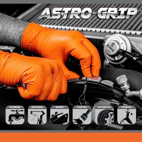 SAS Astro-Grip Powder-Free Exam Grade Nitrile Disposable Gloves - 10 Boxes / 100 Each. 1000 Gloves Total. Large, Orange, 7 Mil. Chemical and Puncture Resistant. Single-Use (66473) in Saudi Arabia