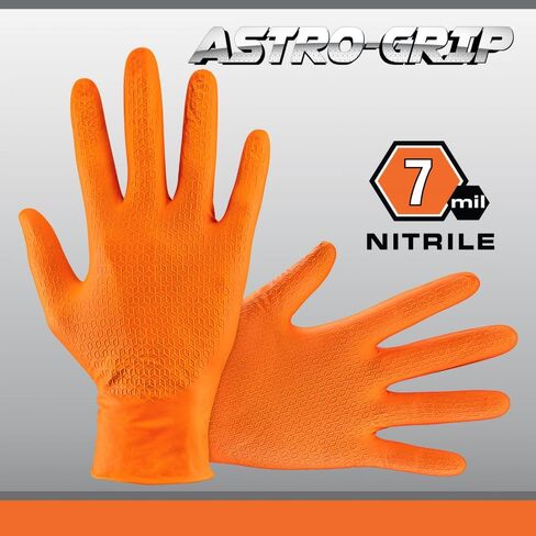 SAS Astro-Grip Powder-Free Exam Grade Nitrile Disposable Gloves - 10 Boxes / 100 Each. 1000 Gloves Total. Large, Orange, 7 Mil. Chemical and Puncture Resistant. Single-Use (66473) in Saudi Arabia